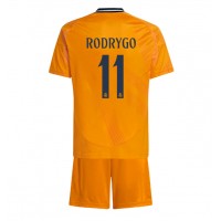 Camisa de Futebol Real Madrid Rodrygo Goes #11 Equipamento Secundário Infantil 2024-25 Manga Curta (+ Calças curtas)